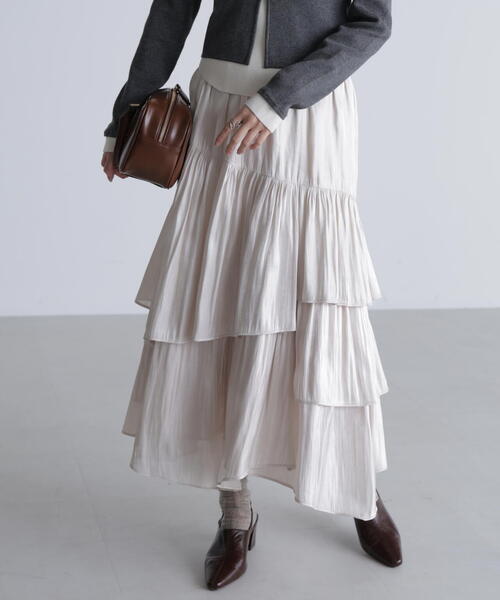 FREE'S MART（フリーズマート）の「シャイニーフリルティアードスカート（スカート・レディース・ホワイト/グレー/ブラック・MEDIUM/SMALL）」の13枚目の写真
