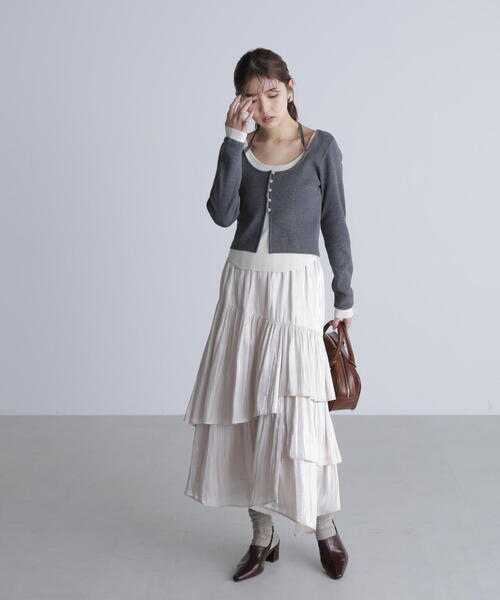 FREE'S MART（フリーズマート）の「シャイニーフリルティアードスカート（スカート・レディース・ホワイト/グレー/ブラック・MEDIUM/SMALL）」の15枚目の写真