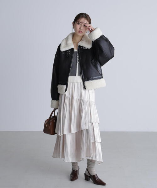 FREE'S MART（フリーズマート）の「シャイニーフリルティアードスカート（スカート・レディース・ホワイト/グレー/ブラック・MEDIUM/SMALL）」の18枚目の写真