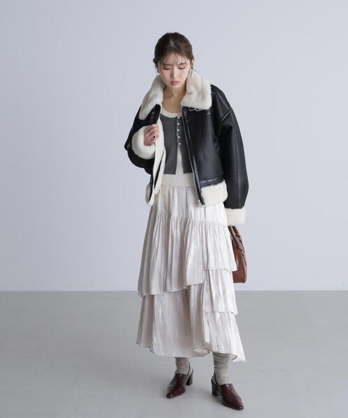 FREE'S MART（フリーズマート）の「シャイニーフリルティアードスカート（スカート・レディース・ホワイト/グレー/ブラック・MEDIUM/SMALL）」の19枚目の写真