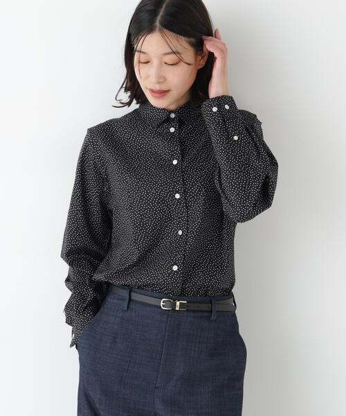 human woman(ヒューマンウーマン)の「◆ドット柄ベーシックシャツ(シャツ/ブラウス・レディース・ブラック系その他3・SMALL/MEDIUM)」の1枚目の写真