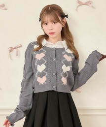 【襟取り外し可能】ハートアーガイルニット