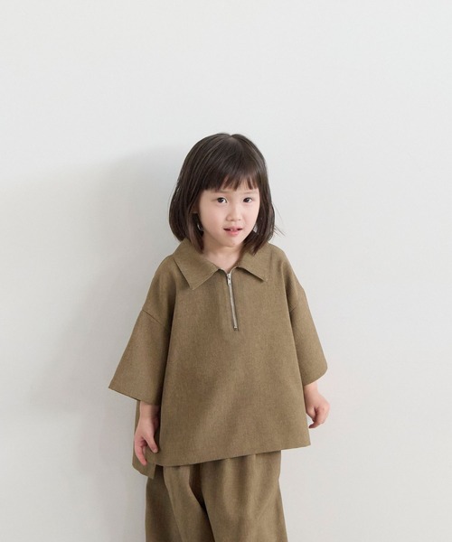 LOWRYS FARM(ローリーズファーム)の「ホップサックZIPポロ 603588(シャツ/ブラウス・キッズ・ベージュ/チャコールグレー/ブラウン・140cm/130cm/120cm/110cm/150cm)」の6枚目の写真