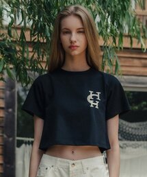 HCH刺繍クロップTシャツ_BLACK