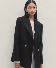 MAKE A TOAST（メイクアトースト）の「クラシックオーバーサイズシルバーボタンジャケットブラック MBDFJK002BK（テーラードジャケット）」