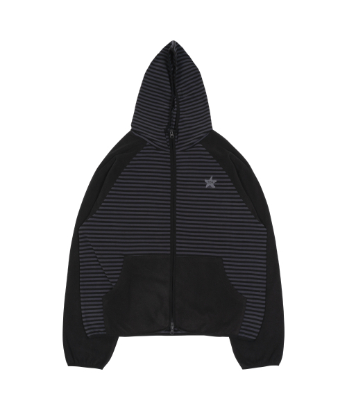 TCM stripe raglan fleece jacket (charcoal) — флисовая куртка реглан в полоску, угольный