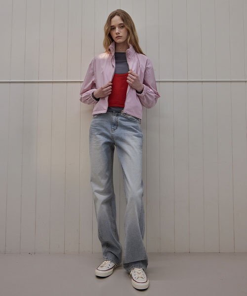 HAINT(ヘイント)の「LIGHT HIDDEN HOOD CROP JUMPER_2COLORS_PINK(ナイロンジャケット・レディース・ピンク・FREE)」の4枚目の写真