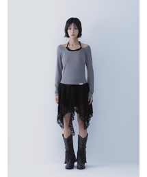 SETSETSET（セットセットセット）の「レースアップ レーススカート ブラック（スカート）」