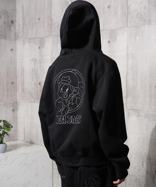 1111clothing(ワンフォークロージング)の「NEW JACK 刺繍 クロップド ZIPパーカー / NEW JACK Embroidered Cropped Zip Hoodie(パーカー・メンズ・グレイッシュベージュ/ブラック・M/L)」の13枚目の写真