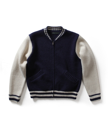THOMASMORE（トーマスモア）の「スタジアムニットジップアップ - ネイビー（ニット/セーター）」