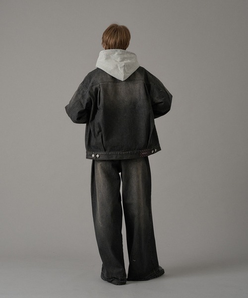 ONCILY（オンシェリー）の「【セットアップ可能】DOT LEATHER PATCH DENIM JACKET / ドットレザーパッチデニムジャケット（デニムジャケット・メンズ・インディゴブルー/ブラック・SMALL/MEDIUM/LARGE）」の13枚目の写真