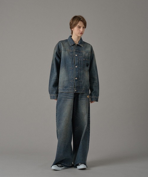 ONCILY（オンシェリー）の「【セットアップ可能】DOT LEATHER PATCH DENIM JACKET / ドットレザーパッチデニムジャケット（デニムジャケット・メンズ・インディゴブルー/ブラック・SMALL/MEDIUM/LARGE）」の22枚目の写真