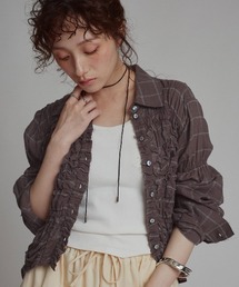 コットン ガーゼ シャーリング シャツ ブラウス / Cotton Gauze Shirring Shirt Blouse