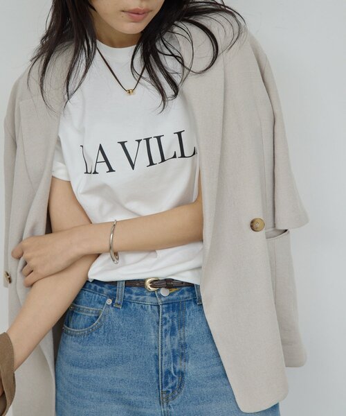GALLARDAGALANTE（ガリャルダガランテ）の「ロゴTシャツ【La villa 】（Tシャツ/カットソー・レディース・ホワイト/チャコールグレー・FREE）」の3枚目の写真