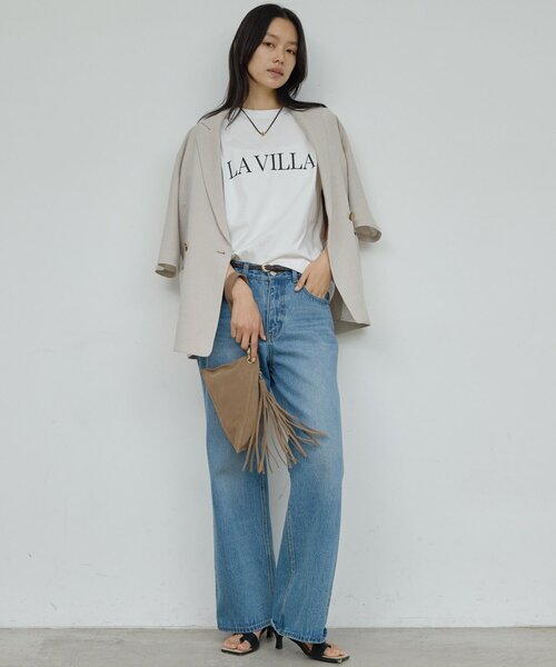 GALLARDAGALANTE（ガリャルダガランテ）の「ロゴTシャツ【La villa 】（Tシャツ/カットソー・レディース・ホワイト/チャコールグレー・FREE）」の5枚目の写真
