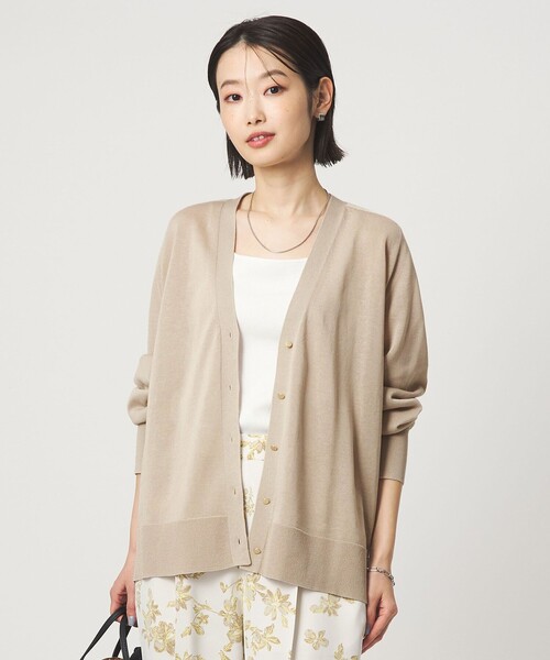 green label relaxing（グリーンレーベルリラクシング）の「シャーリー Vネック ニット カーディガン ウォッシャブル（カーディガン/ボレロ・レディース・ブラック/ライム/ベージュ・FREE）」の17枚目の写真