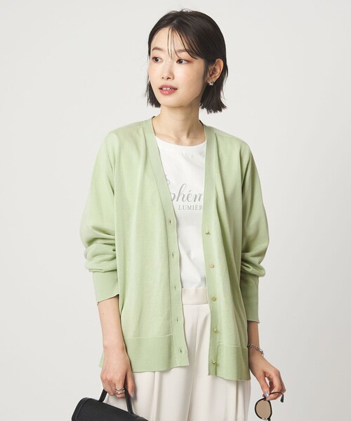green label relaxing（グリーンレーベルリラクシング）の「シャーリー Vネック ニット カーディガン ウォッシャブル（カーディガン/ボレロ・レディース・ブラック/ライム/ベージュ・FREE）」の20枚目の写真