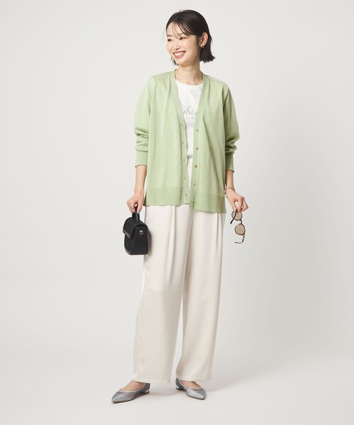 green label relaxing（グリーンレーベルリラクシング）の「シャーリー Vネック ニット カーディガン ウォッシャブル（カーディガン/ボレロ・レディース・ブラック/ライム/ベージュ・FREE）」の22枚目の写真