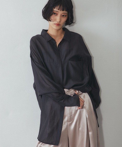 ANOTHER S(アナザーエス)の「ビックシルエットシアーシャツ(シャツ/ブラウス・レディース・ブラック/ベージュ/イエロー・M)」の3枚目の写真