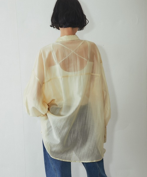 ANOTHER S(アナザーエス)の「ビックシルエットシアーシャツ(シャツ/ブラウス・レディース・ブラック/ベージュ/イエロー・M)」の16枚目の写真
