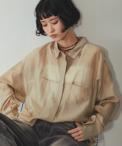 ANOTHER S(アナザーエス)の「ビックシルエットシアーシャツ(シャツ/ブラウス・レディース・ブラック/ベージュ/イエロー・M)」の21枚目の写真