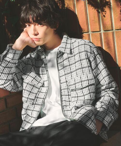 カジュアルに上品さをプラス】変わり織ツイードブルゾン 洗濯機OK