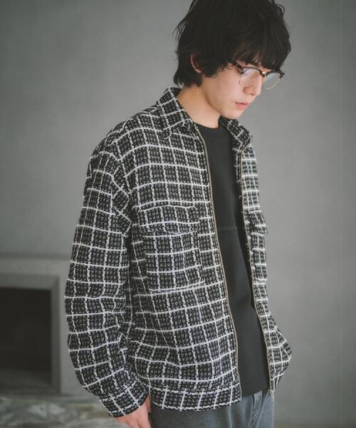 THE SHOP TK (ザ ショップ ティーケー )の「【カジュアルに上品さをプラス】変わり織ツイードブルゾン 洗濯機OK(ブルゾン・メンズ・ホワイト系4/ブラック系1・02/03/04)」の2枚目の写真