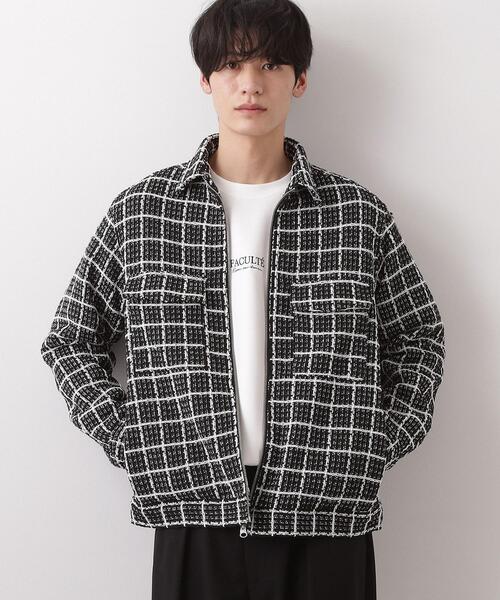 THE SHOP TK (ザ ショップ ティーケー )の「【カジュアルに上品さをプラス】変わり織ツイードブルゾン 洗濯機OK(ブルゾン・メンズ・ホワイト系4/ブラック系1・02/03/04)」の3枚目の写真