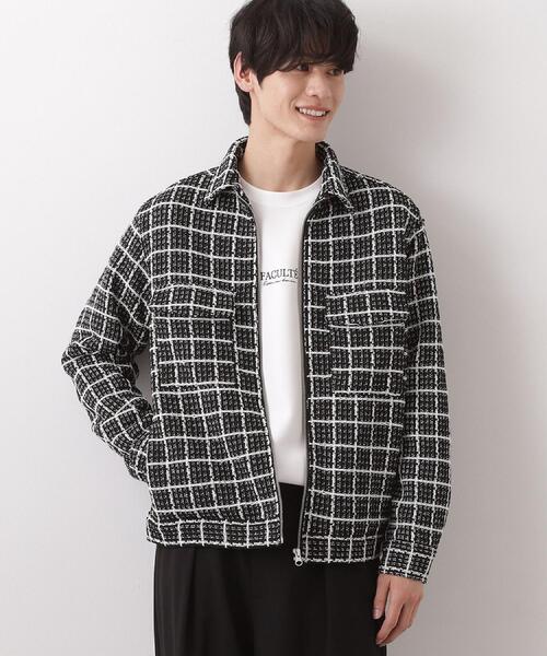 THE SHOP TK (ザ ショップ ティーケー )の「【カジュアルに上品さをプラス】変わり織ツイードブルゾン 洗濯機OK(ブルゾン・メンズ・ホワイト系4/ブラック系1・02/03/04)」の4枚目の写真