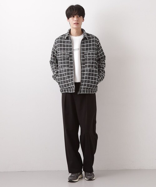 カジュアルに上品さをプラス】変わり織ツイードブルゾン 洗濯機OK