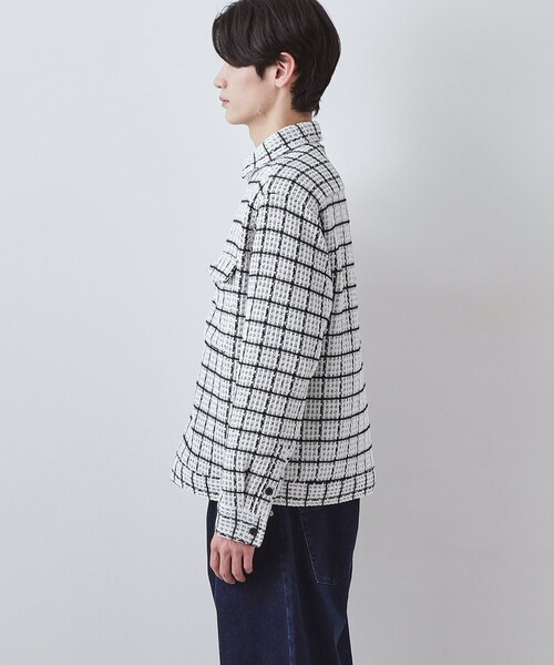 カジュアルに上品さをプラス】変わり織ツイードブルゾン 洗濯機OK