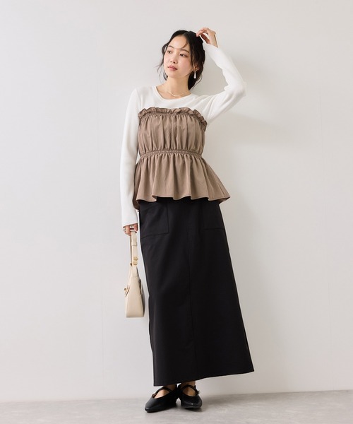 VIS（ビス）の「シャーリングビスチェドッキングニット/イージーケア（ニット/セーター・レディース・ブラック/ベージュ系その他/キナリ・FREE）」の17枚目の写真