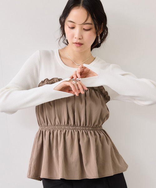 VIS（ビス）の「シャーリングビスチェドッキングニット/イージーケア（ニット/セーター・レディース・ブラック/ベージュ系その他/キナリ・FREE）」の22枚目の写真