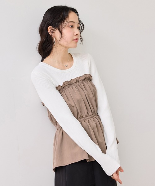 VIS（ビス）の「シャーリングビスチェドッキングニット/イージーケア（ニット/セーター・レディース・ブラック/ベージュ系その他/キナリ・FREE）」の21枚目の写真