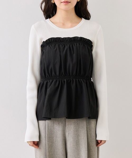 VIS（ビス）の「シャーリングビスチェドッキングニット/イージーケア（ニット/セーター・レディース・ブラック/ベージュ系その他/キナリ・FREE）」の16枚目の写真