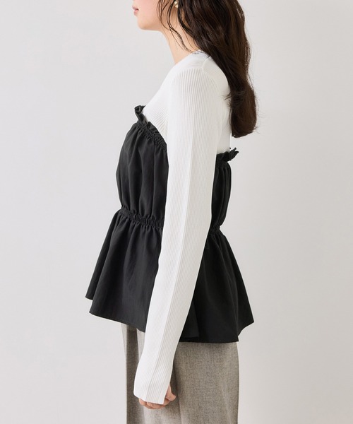 VIS（ビス）の「シャーリングビスチェドッキングニット/イージーケア（ニット/セーター・レディース・ブラック/ベージュ系その他/キナリ・FREE）」の15枚目の写真