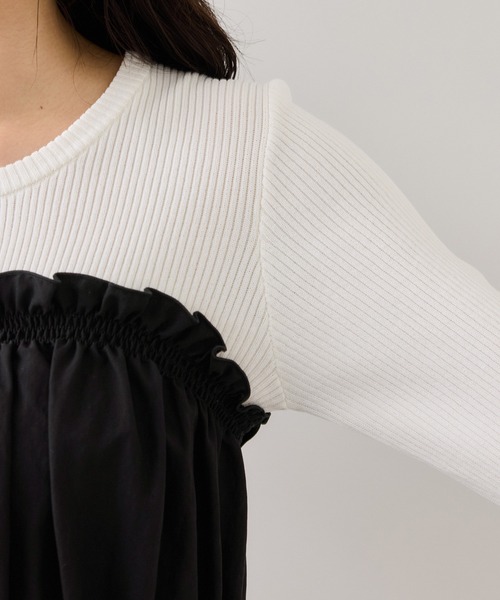 VIS（ビス）の「シャーリングビスチェドッキングニット/イージーケア（ニット/セーター・レディース・ブラック/ベージュ系その他/キナリ・FREE）」の12枚目の写真