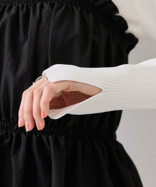 VIS（ビス）の「シャーリングビスチェドッキングニット/イージーケア（ニット/セーター・レディース・ブラック/ベージュ系その他/キナリ・FREE）」の10枚目の写真