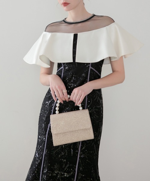 Leja(レジャ)の「【LEJA】ストーンラインシアービッグフリルマーメイドドレス美脚効果結婚式 パーティードレス 成人式 二次会 同窓会 お呼ばれ オケージョン 20代 30代(ドレス・レディース・グレー/ブラック・MEDIUM/SMALL)」の15枚目の写真