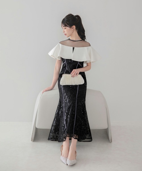 Leja(レジャ)の「【LEJA】ストーンラインシアービッグフリルマーメイドドレス美脚効果結婚式 パーティードレス 成人式 二次会 同窓会 お呼ばれ オケージョン 20代 30代(ドレス・レディース・グレー/ブラック・MEDIUM/SMALL)」の19枚目の写真