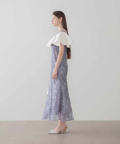 Leja(レジャ)の「【LEJA】ストーンラインシアービッグフリルマーメイドドレス美脚効果結婚式 パーティードレス 成人式 二次会 同窓会 お呼ばれ オケージョン 20代 30代(ドレス・レディース・グレー/ブラック・MEDIUM/SMALL)」の6枚目の写真
