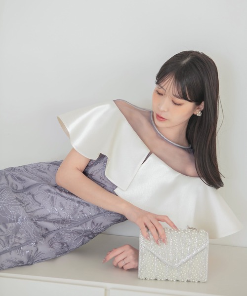 Leja(レジャ)の「【LEJA】ストーンラインシアービッグフリルマーメイドドレス美脚効果結婚式 パーティードレス 成人式 二次会 同窓会 お呼ばれ オケージョン 20代 30代(ドレス・レディース・グレー/ブラック・MEDIUM/SMALL)」の8枚目の写真