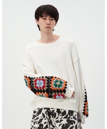 CROCHET SLEEVE SWEAT