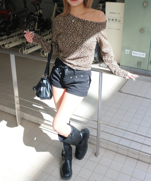 tinkerend（ティンカーエンド）の「Leopard One-shoulder Tops / レオパードワンショルダートップス（シャツ/ブラウス・レディース・ブラック/ブラウン・FREE）」の7枚目の写真