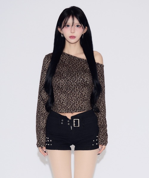tinkerend（ティンカーエンド）の「Leopard One-shoulder Tops / レオパードワンショルダートップス（シャツ/ブラウス・レディース・ブラック/ブラウン・FREE）」の11枚目の写真