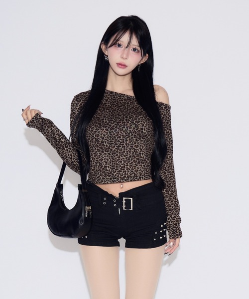tinkerend（ティンカーエンド）の「Leopard One-shoulder Tops / レオパードワンショルダートップス（シャツ/ブラウス・レディース・ブラック/ブラウン・FREE）」の12枚目の写真