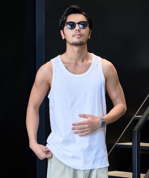 JEMORGAN(ジェーイーモーガン)の「『JEMORGAN LONG JOHNS/ジェーイーモーガンロングジョーンズ』フライスタンクトップ【+】(タンクトップ・メンズ・チャコール/ブラック/杢グレー/オフホワイト・L/XL/M)」の2枚目の写真