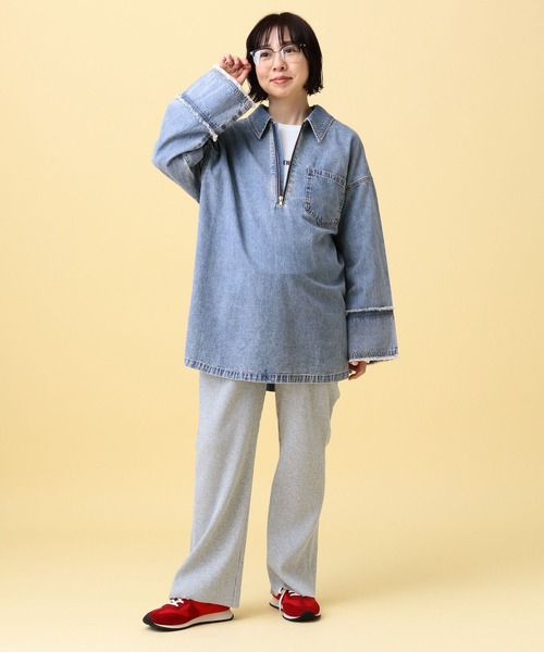 LEPSIM（レプシィム）の「【産前・産後対応】マタニティ／デニムZIPチュニック　638893（マタニティウェア/グッズ・レディース・チャコールグレー/ライトブルー・FREE）」の16枚目の写真