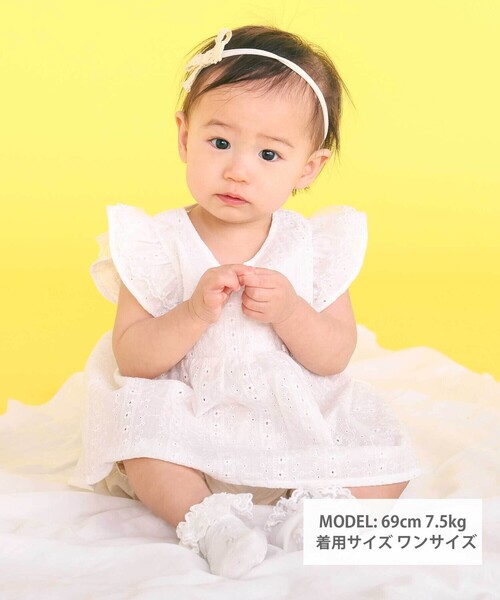 SLAP SLIP BABY（スラップスリップベビー）の「肩フリルワンピース＋ブルマ付きセットアップベビー(70~80cm)（その他ベビーウェア・キッズ・ホワイト/ピンク・FREE）」の3枚目の写真