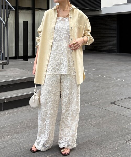 DouDou（ドゥドゥ）の「【セットアップ可能】メッシュレースパンツ（その他パンツ・レディース・オフホワイト/ブラック・TM/FREE）」の3枚目の写真